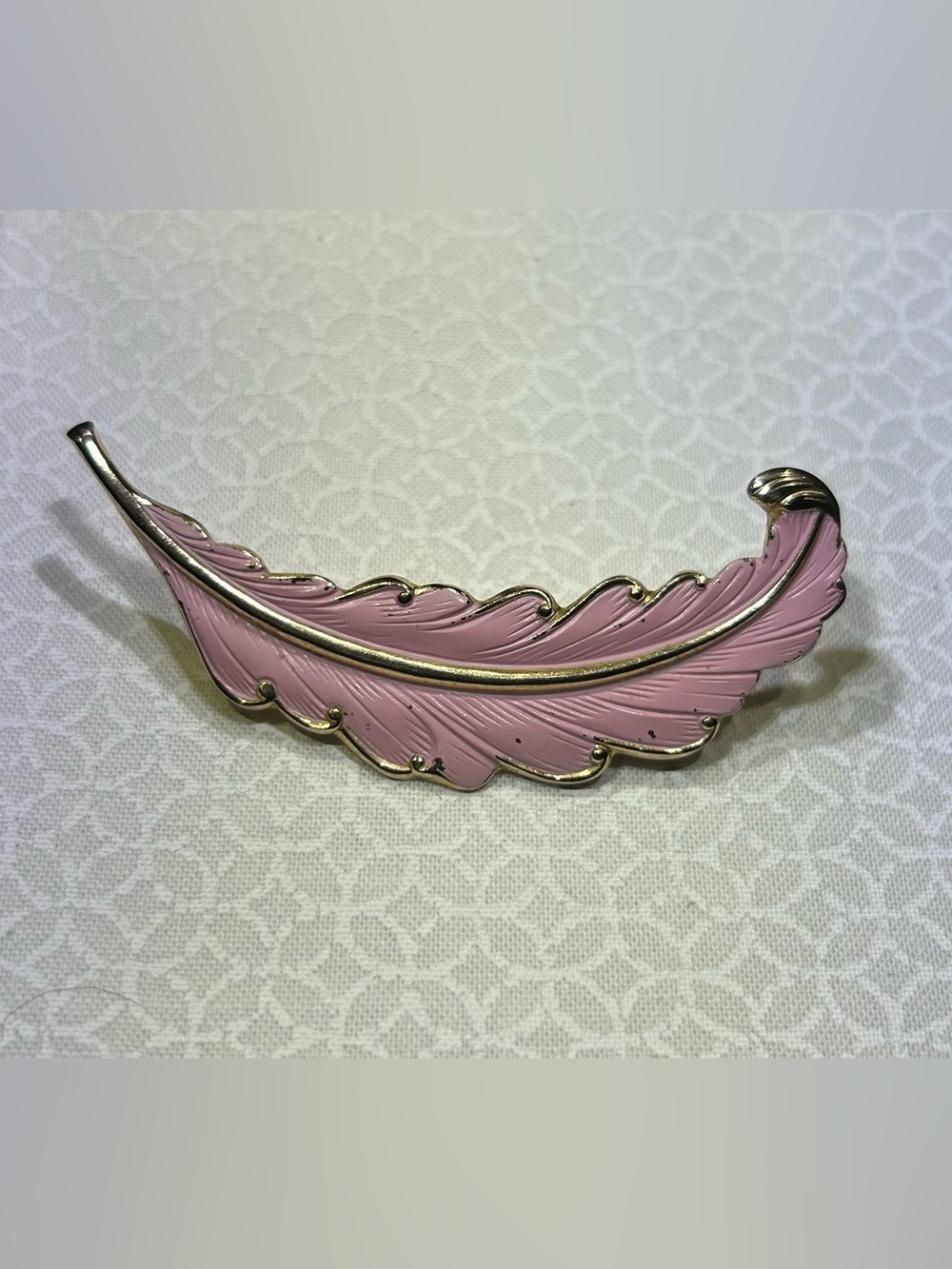 Pink Feather Enamel Brooch